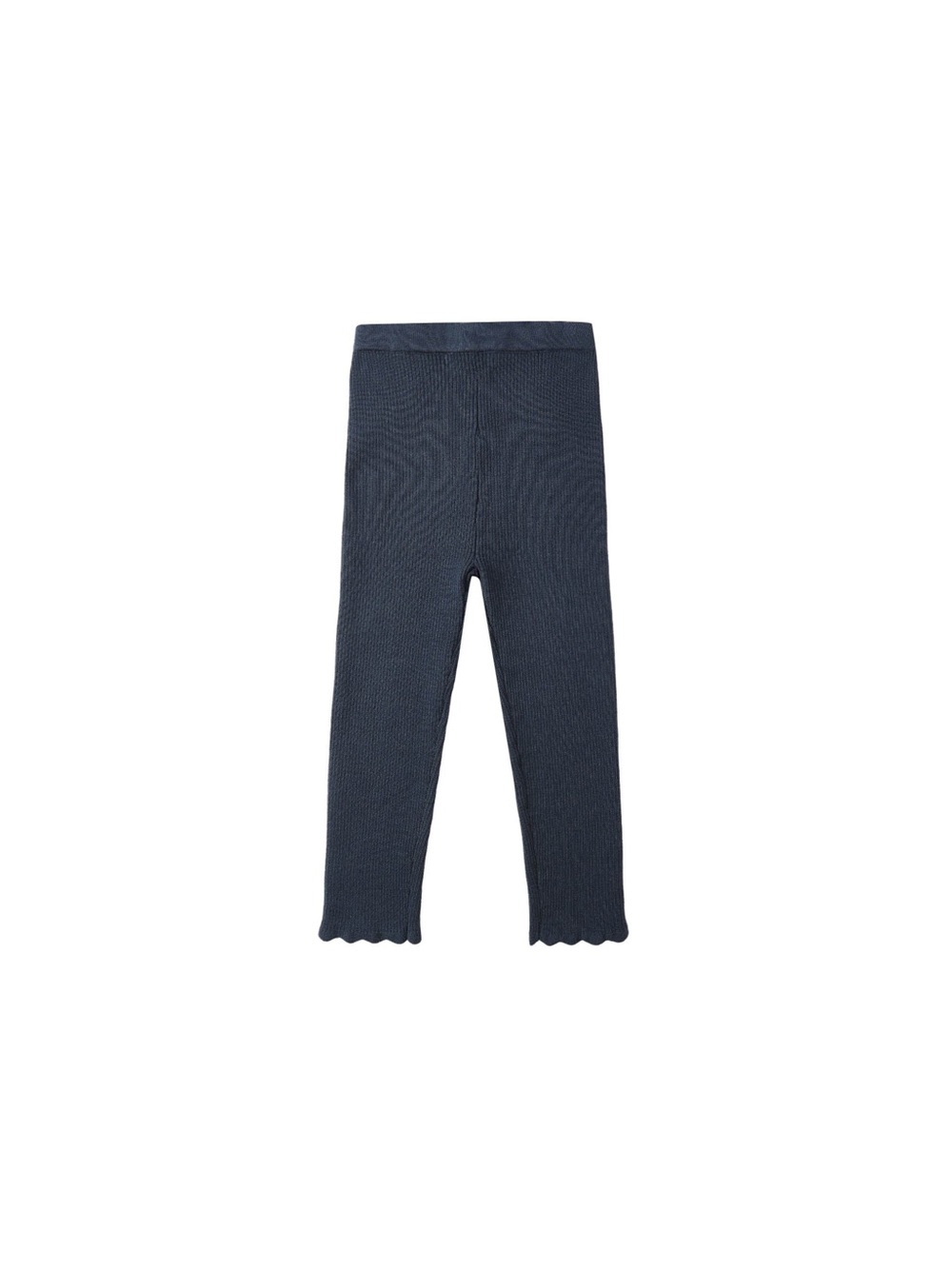 Rylee + Cru Navy Ribbed Leggings with Scallop Trim 4-5